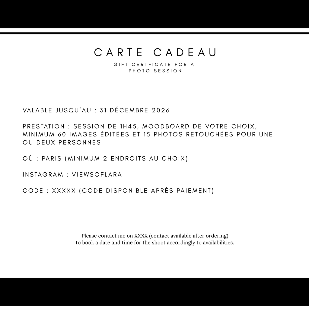 Carte cadeau - Duo (1 ou 2 pers.)